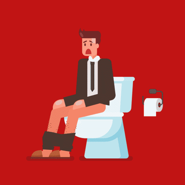 Businessman Sitting On Toilet