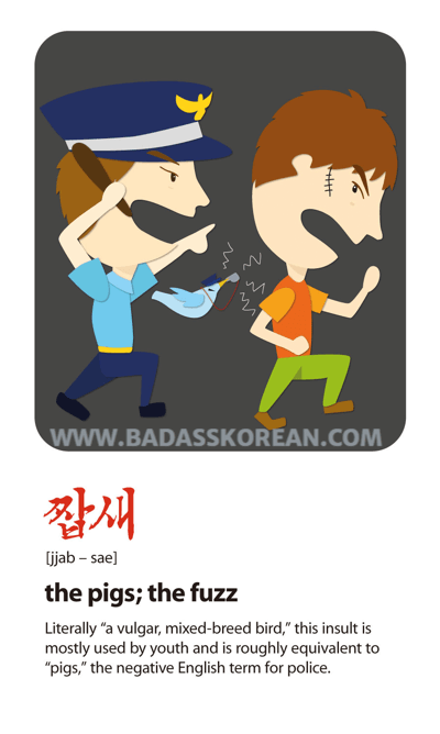 짭새 illustrated Korean slang card