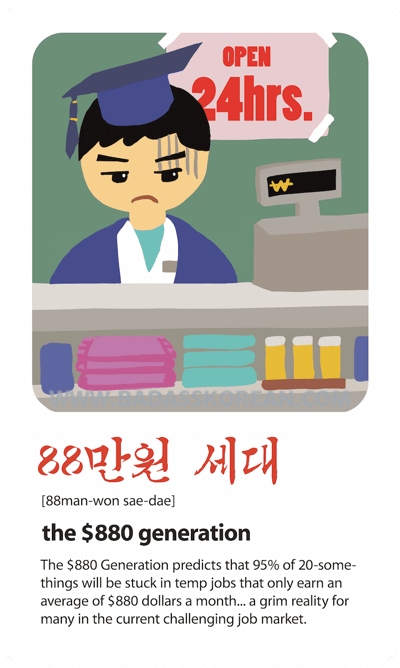 88만원 세대 illustrated Korean slang card