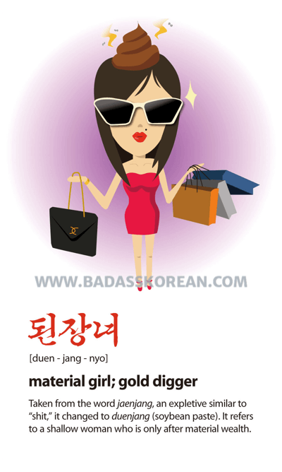 된장녀 illustrated Korean slang card