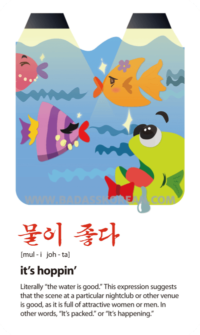 물이 좋다 illustrated Korean slang card